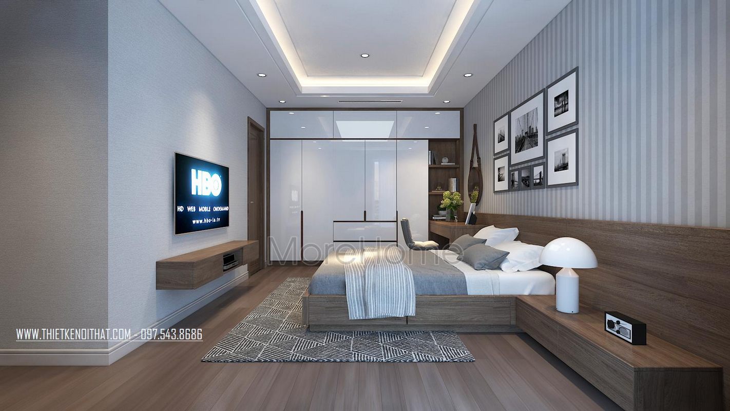 Thiết kế nội thất phòng ngủ chung cư hiện đại N05 Hoàng Đạo Thúy